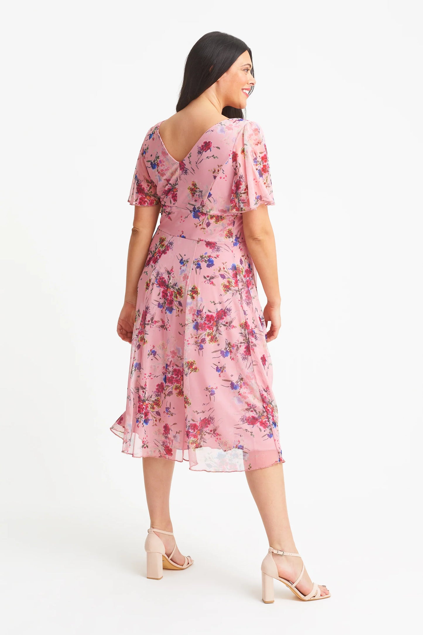 Scarlett & Jo Victoria Pink Red Midi Dress