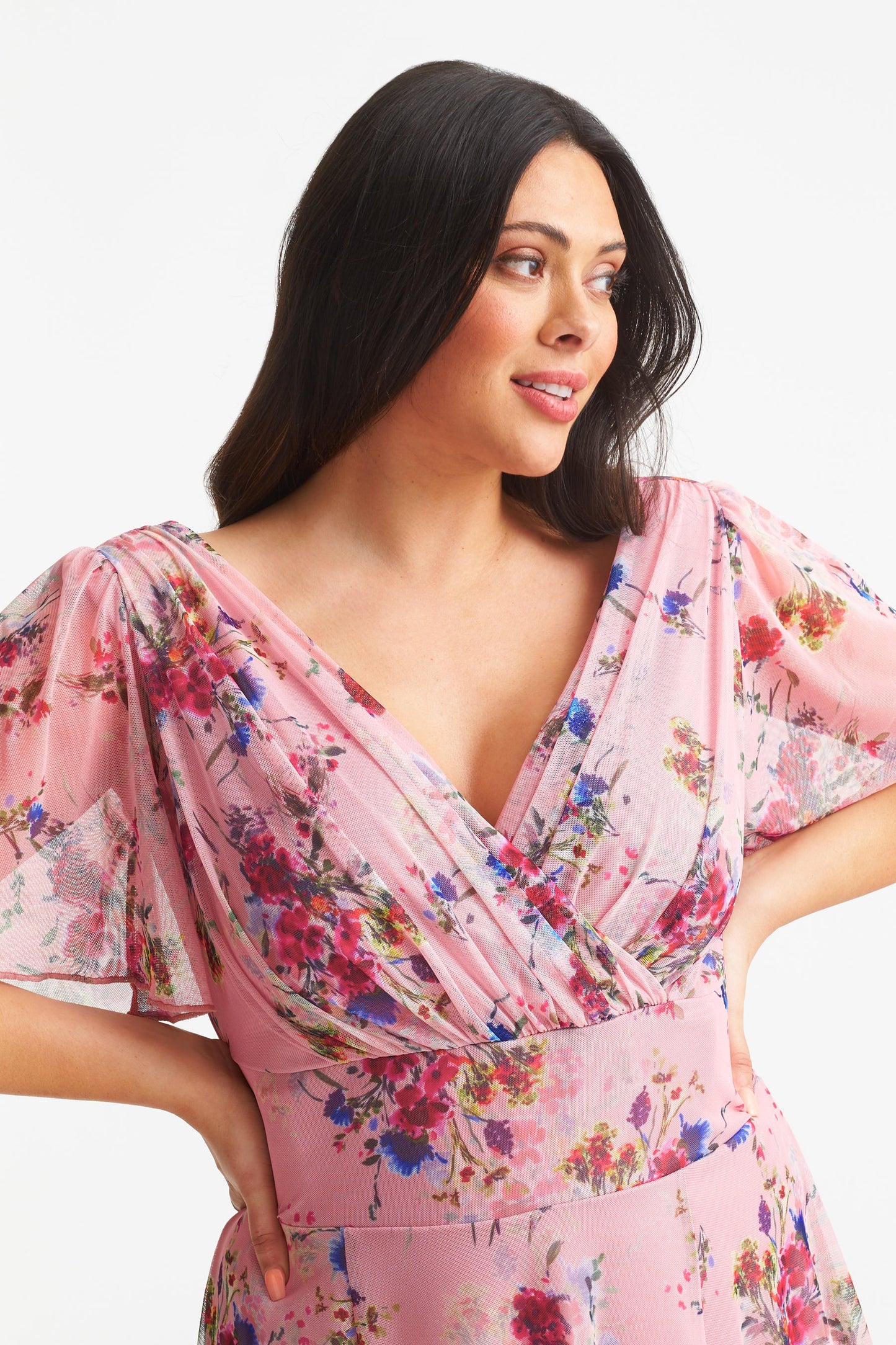 Scarlett & Jo Victoria Pink Red Midi Dress