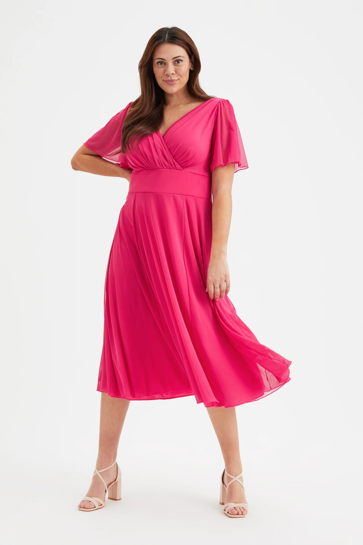 Scarlett & Jo Victoria Cerise Pink Midi Dress