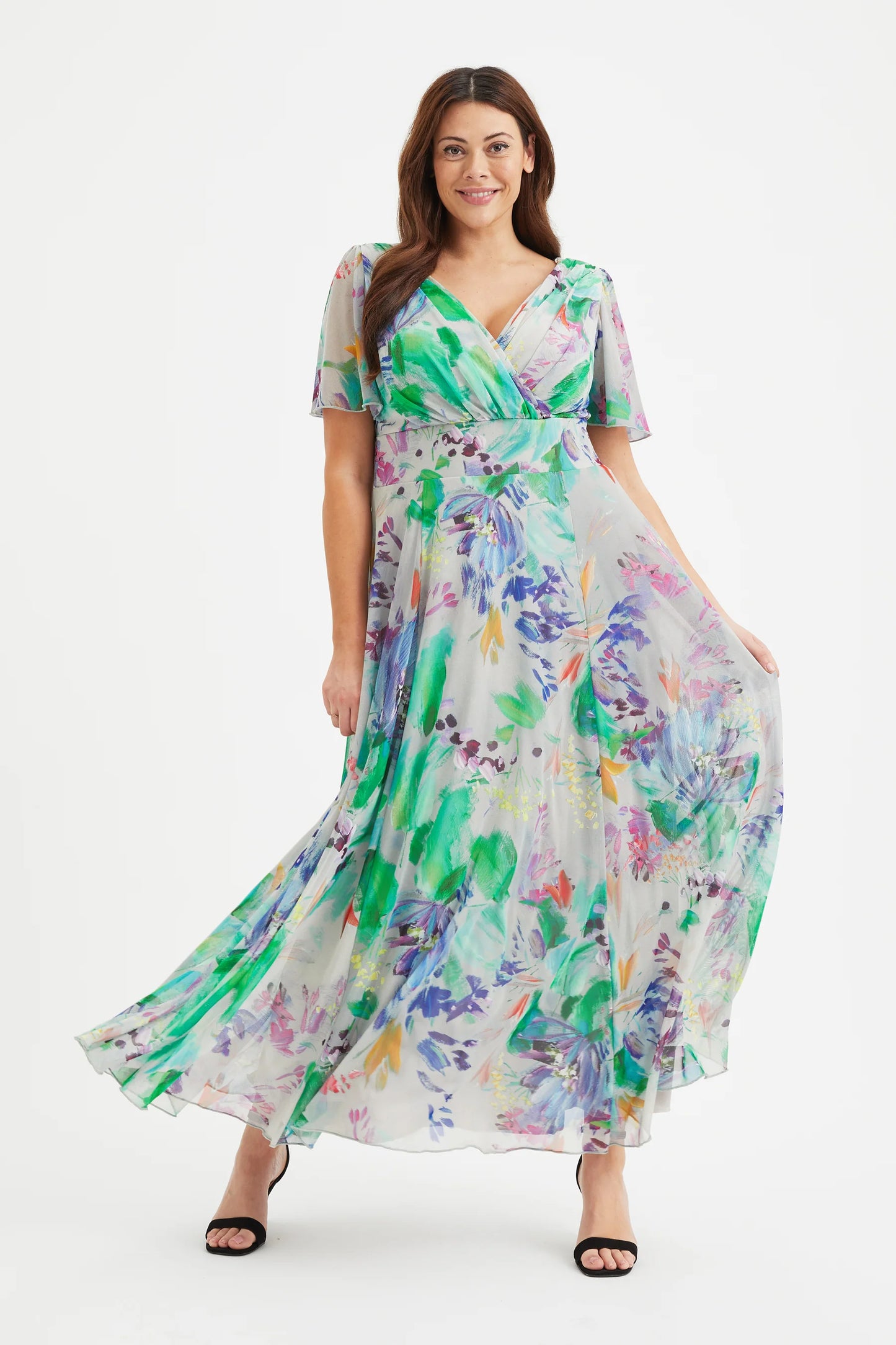 Scarlett & Jo Isabelle Green Blue Maxi Dress