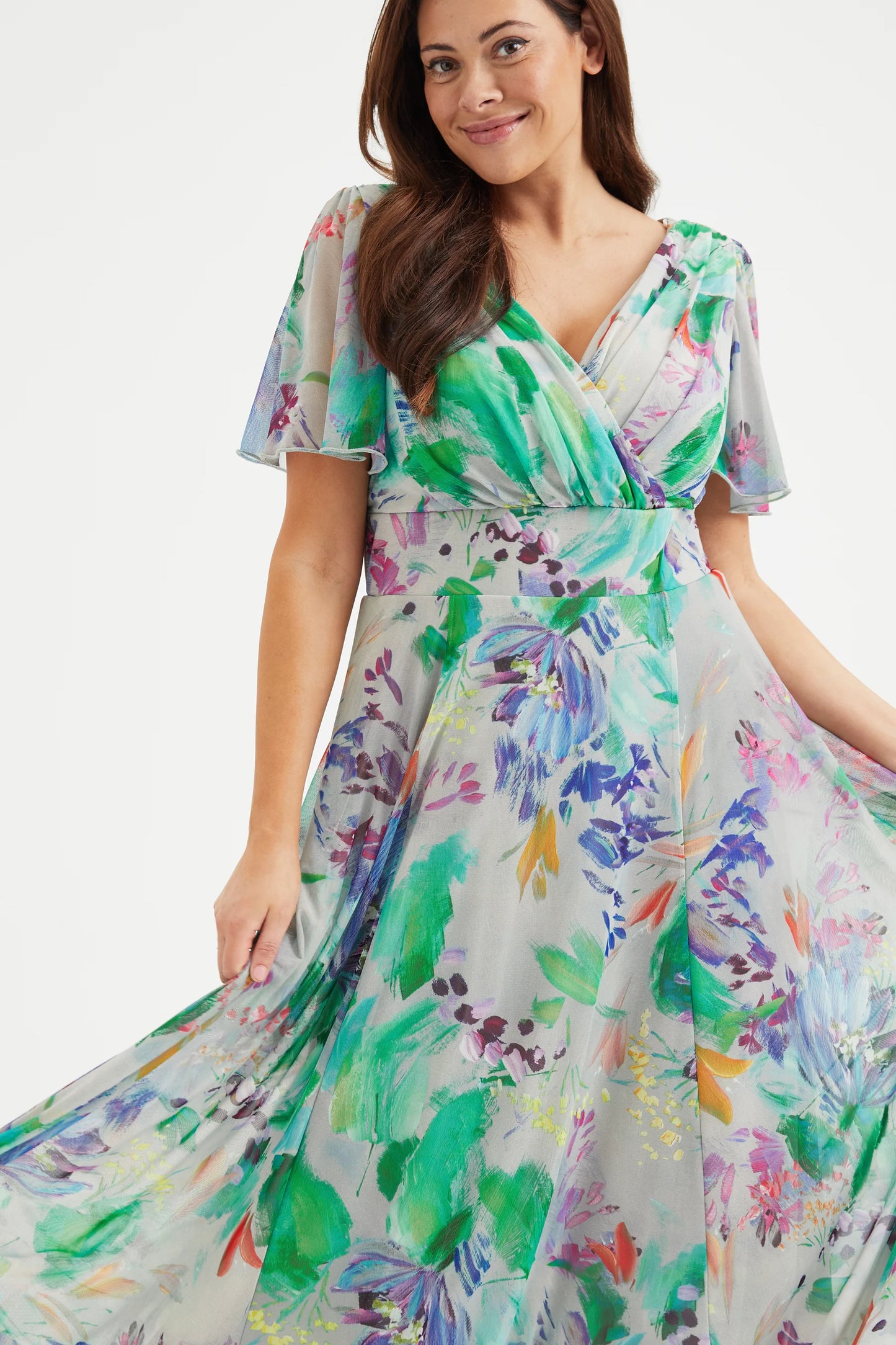 Scarlett & Jo Isabelle Green Blue Maxi Dress