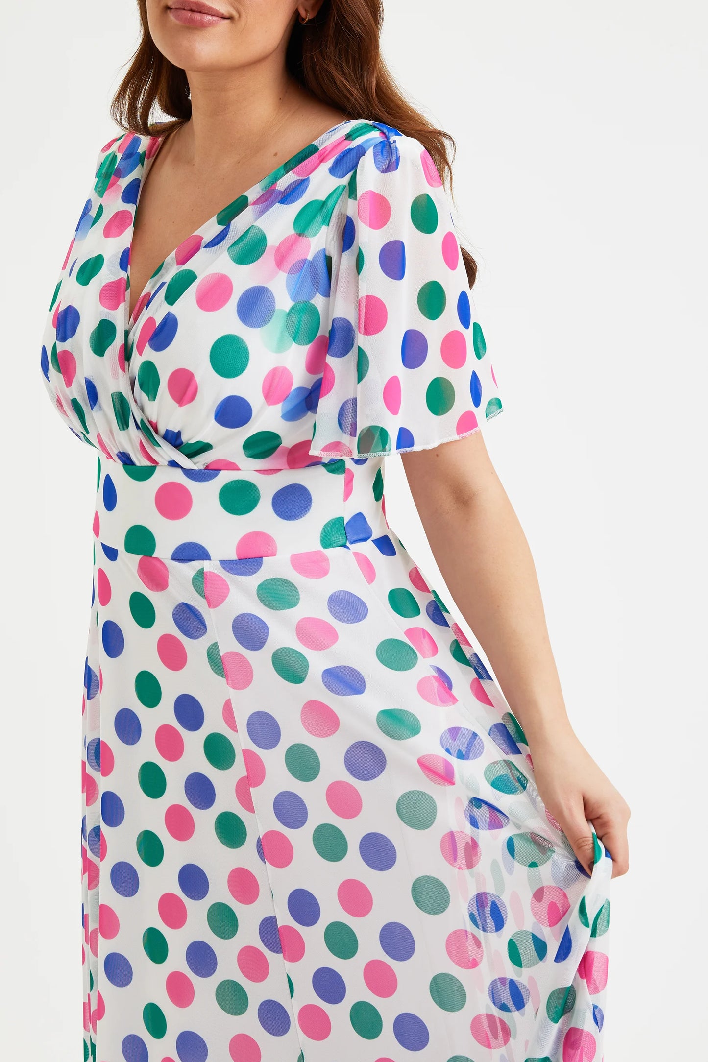 Scarlett & Jo Isabelle Ivory Multidot Maxi Dress