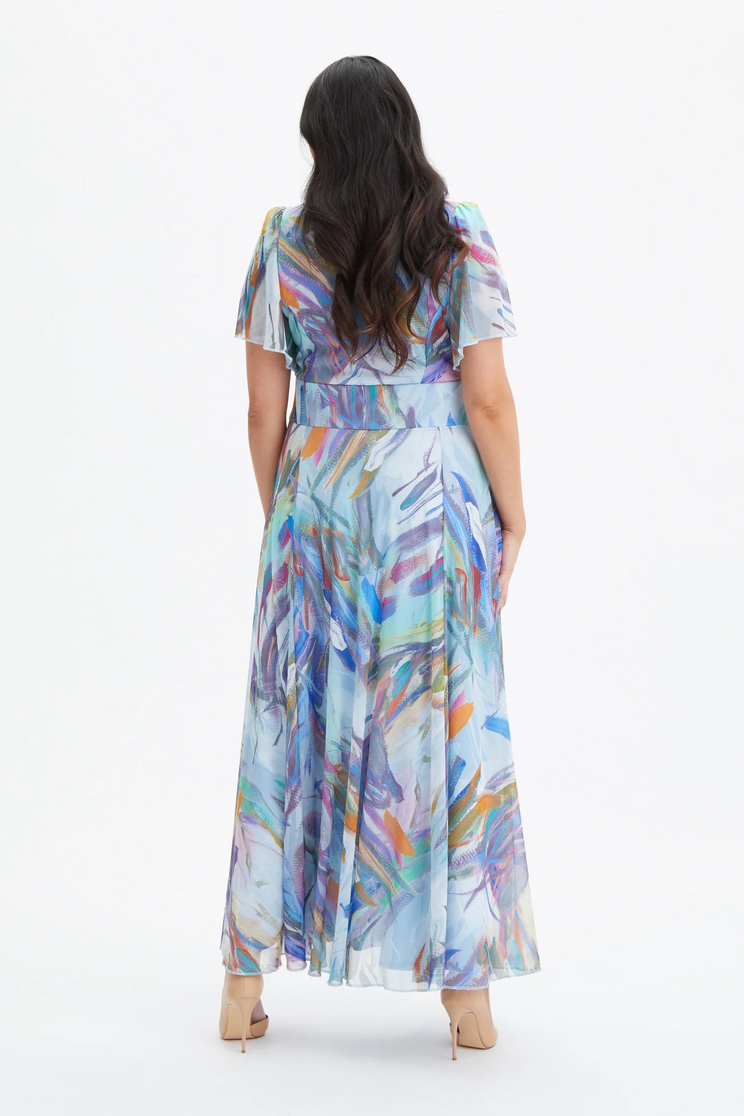 Scarlett & Jo Kemi Sky Feather Maxi Dress