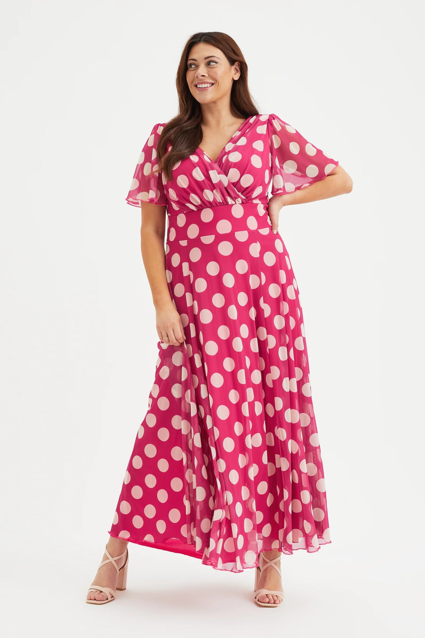 Scarlett & Jo Isabelle Cerise Cream Lollidot Maxi Dress