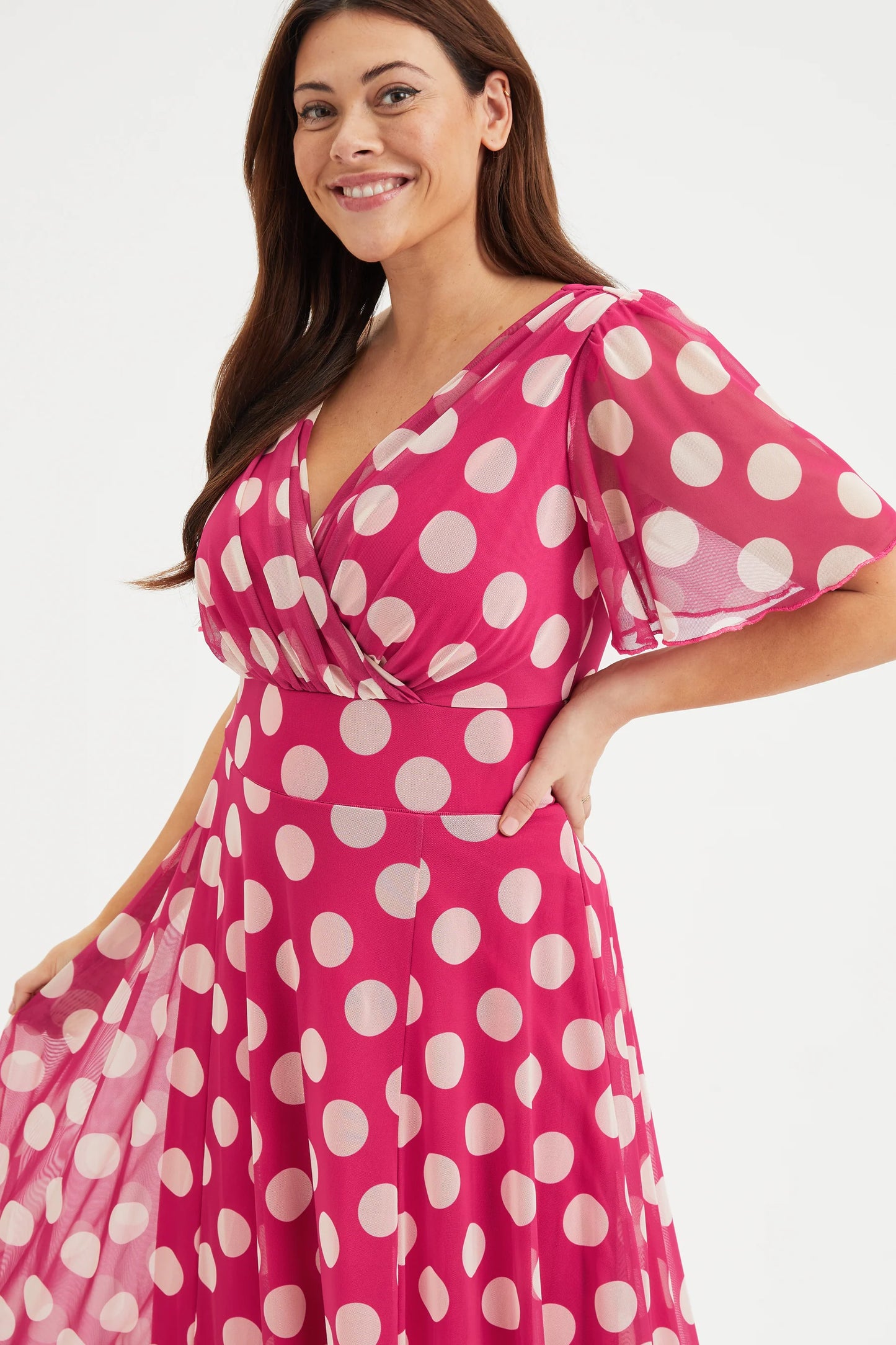 Scarlett & Jo Isabelle Cerise Cream Lollidot Maxi Dress