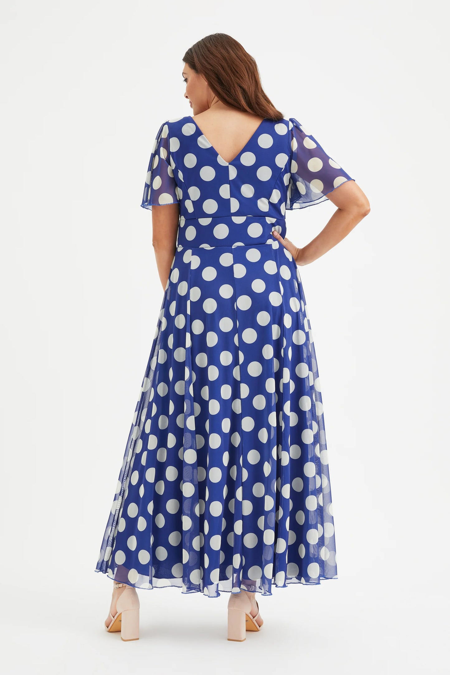 Scarlett & Jo Isabelle Blue Cream Lollidot Maxi Dress