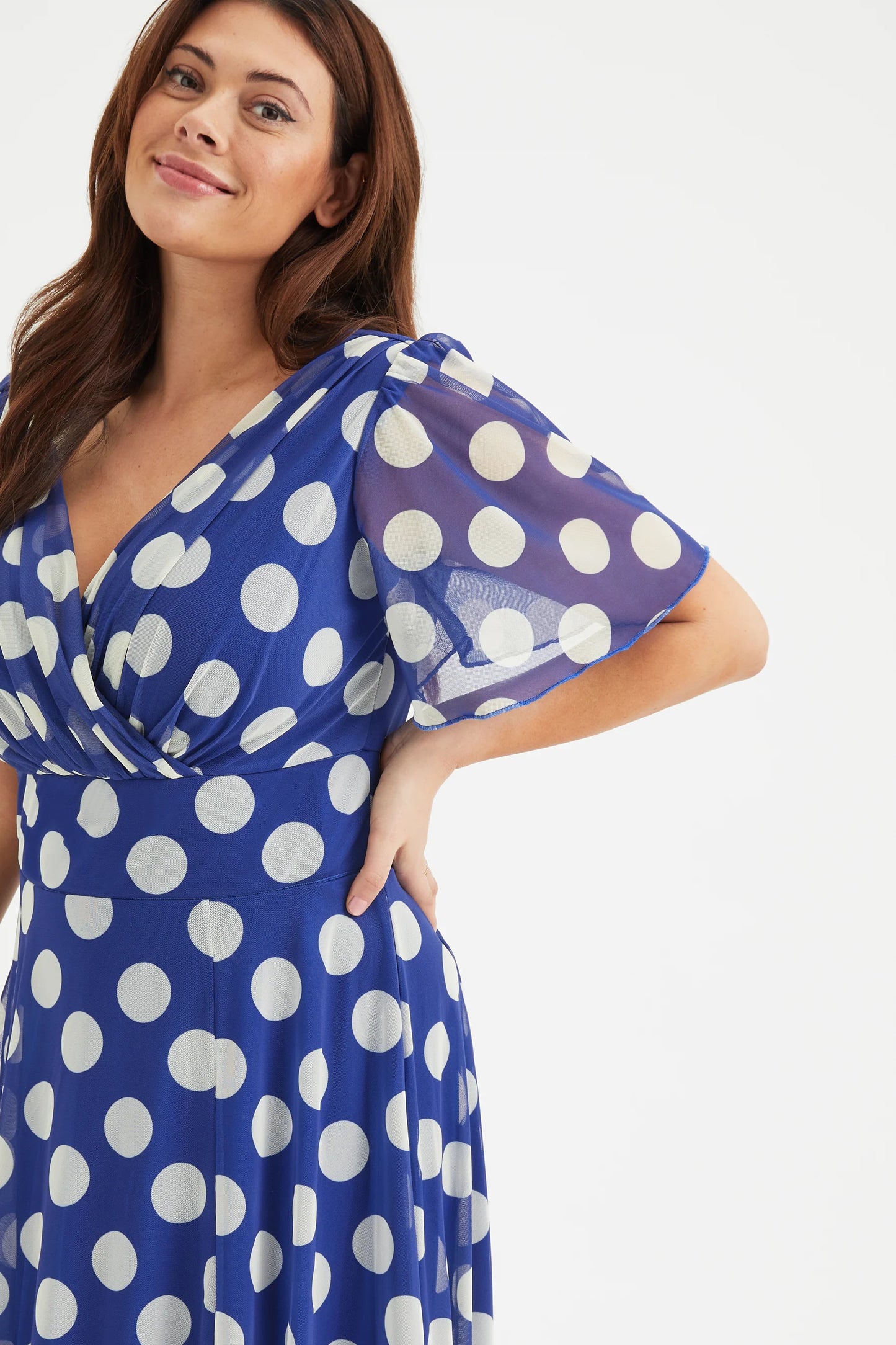 Scarlett & Jo Isabelle Blue Cream Lollidot Maxi Dress