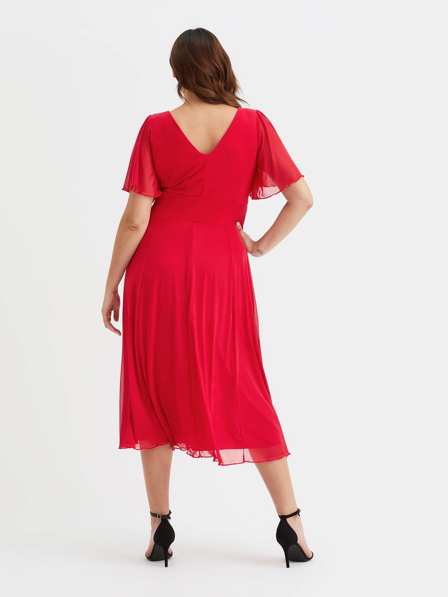 Scarlett & Jo Victoria Solid Red Midi Dress
