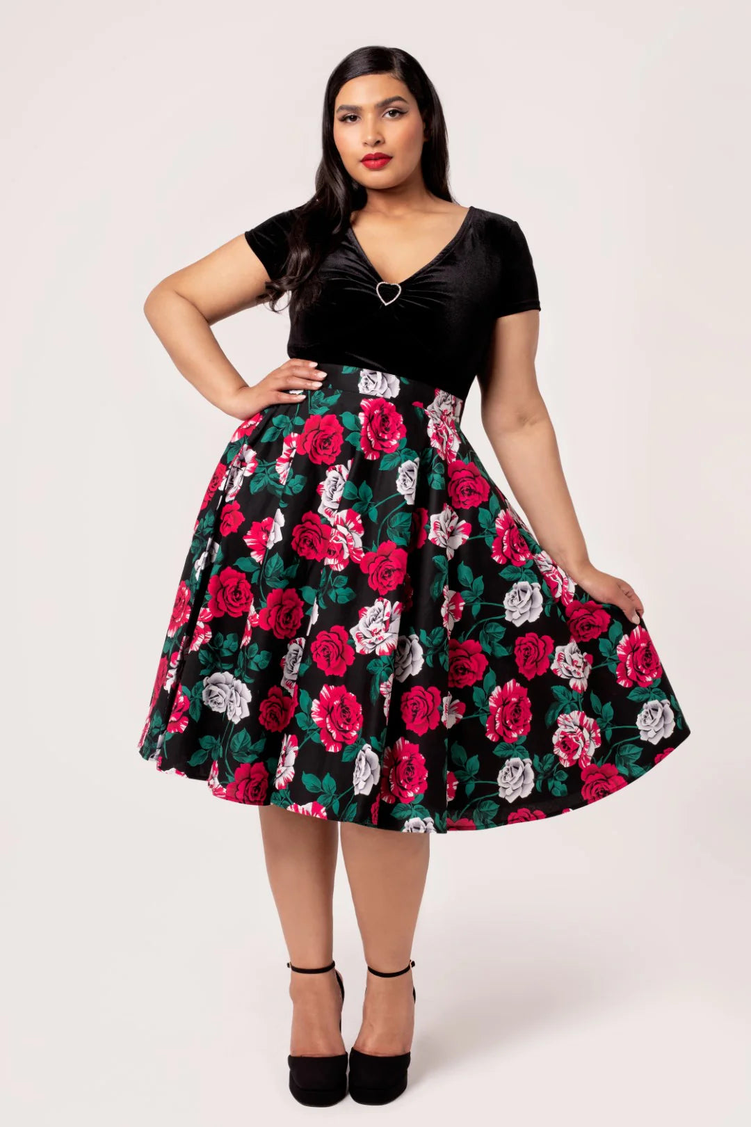 Hell Bunny Paint Me Roses Skirt