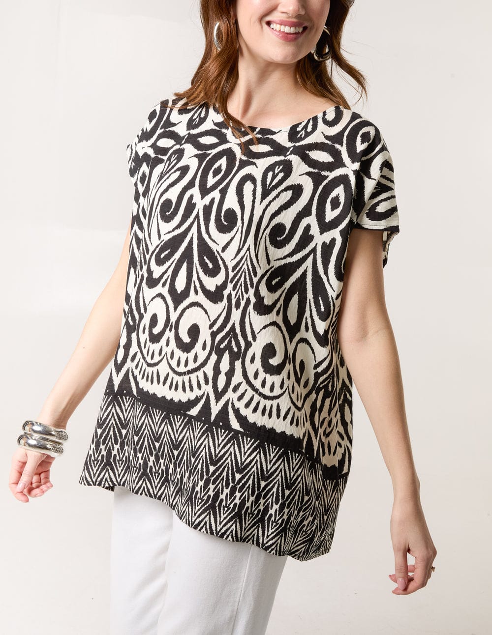 Abstract Print Monochrome Top