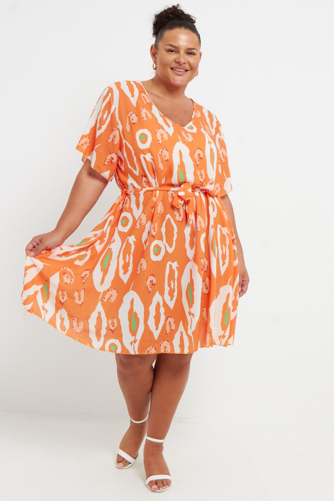 V Neck Abstract Mini Dress