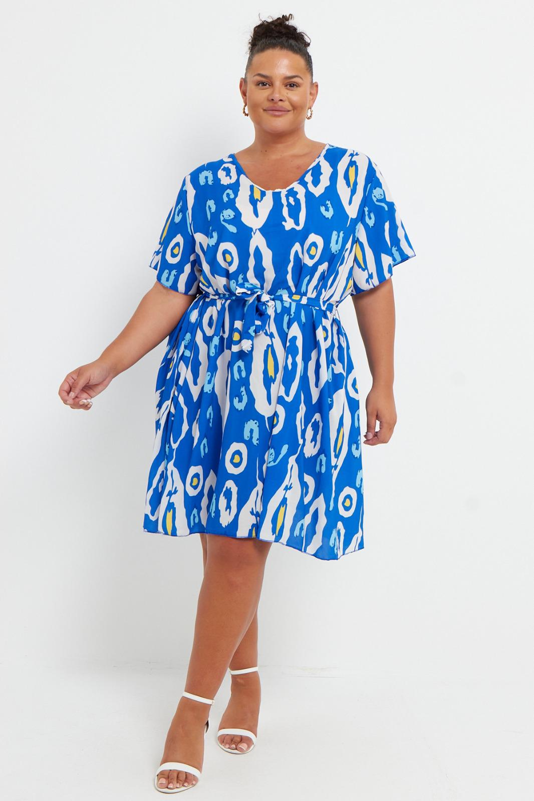 V Neck Abstract Mini Dress