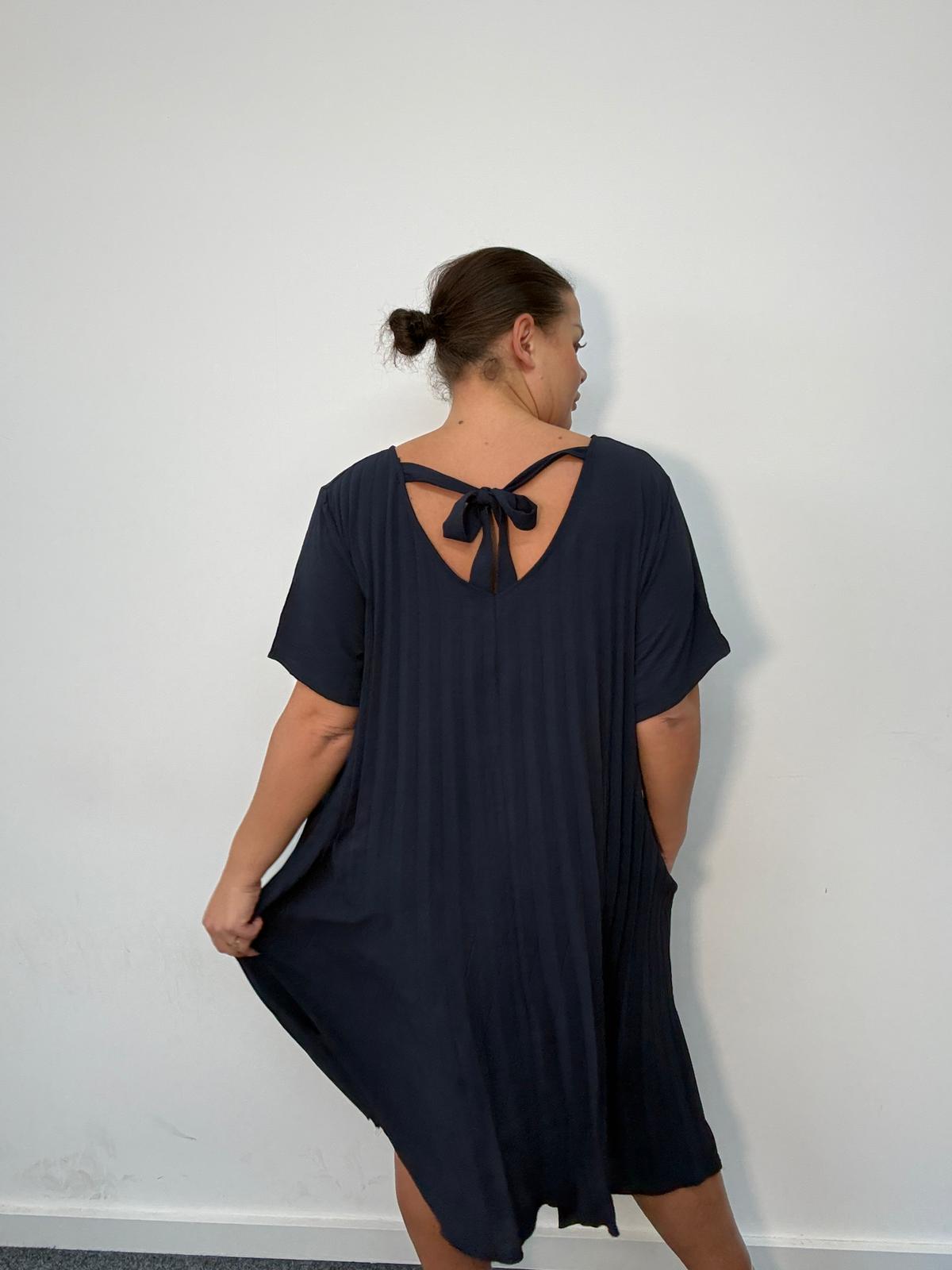 Pleated Tie Back Dress