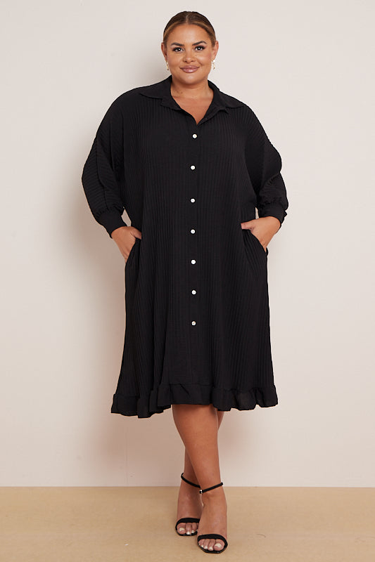 Pleated Long Sleeve Shirt Dress – Style for your Shape