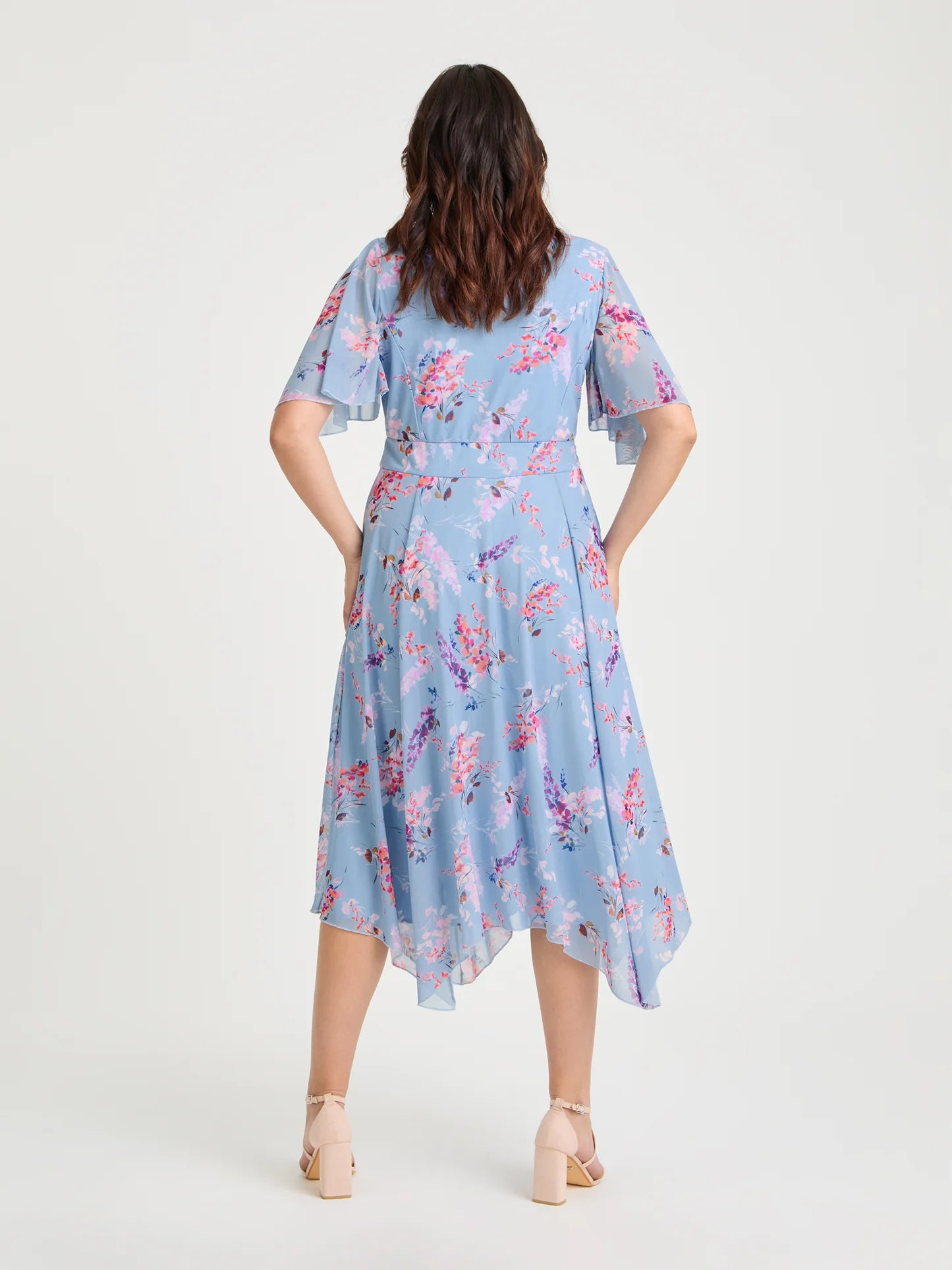 Scarlett & Jo Julie Blue Multi Hanky Hem Dress