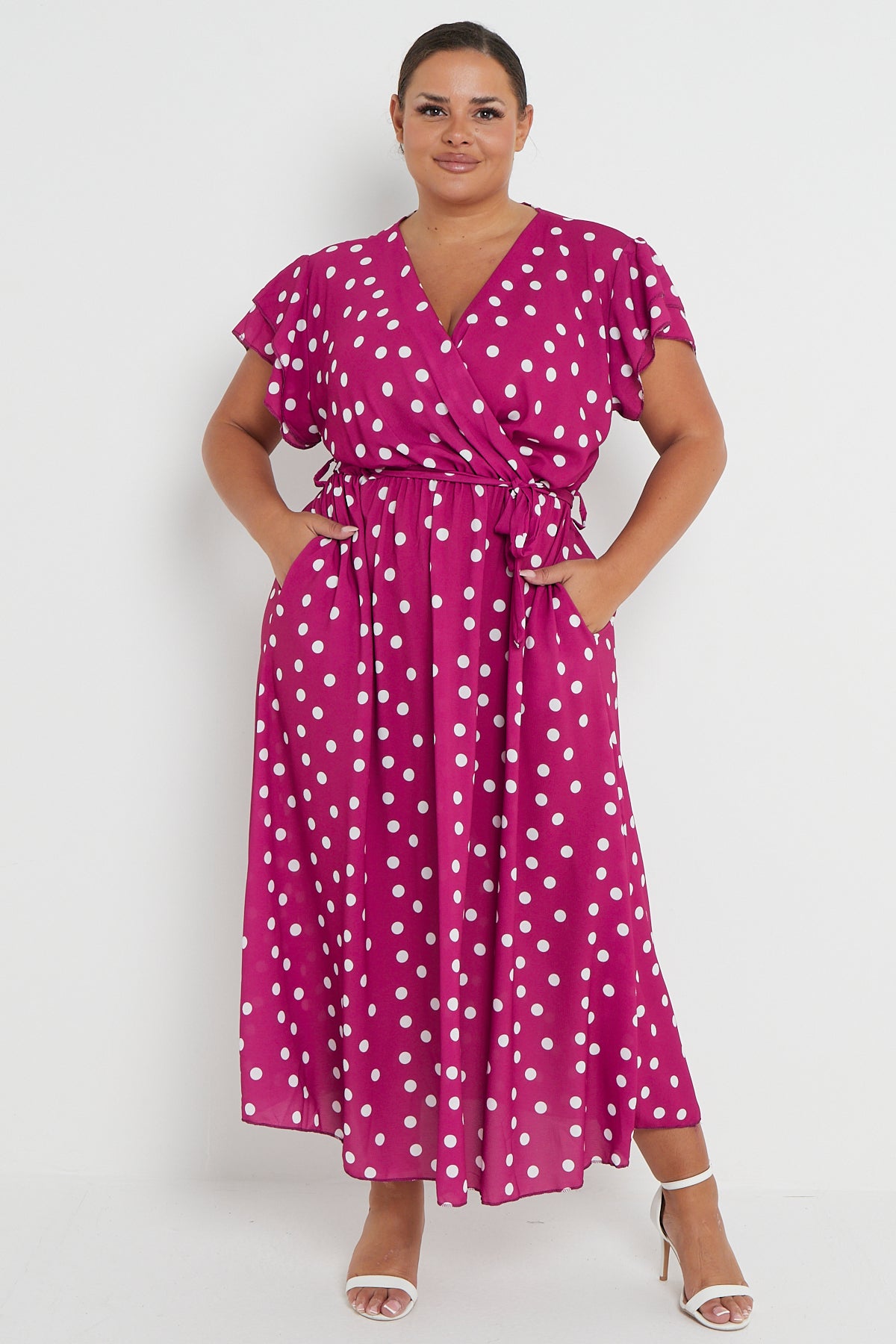 Wrap Maxi Dress With Frill Sleeve