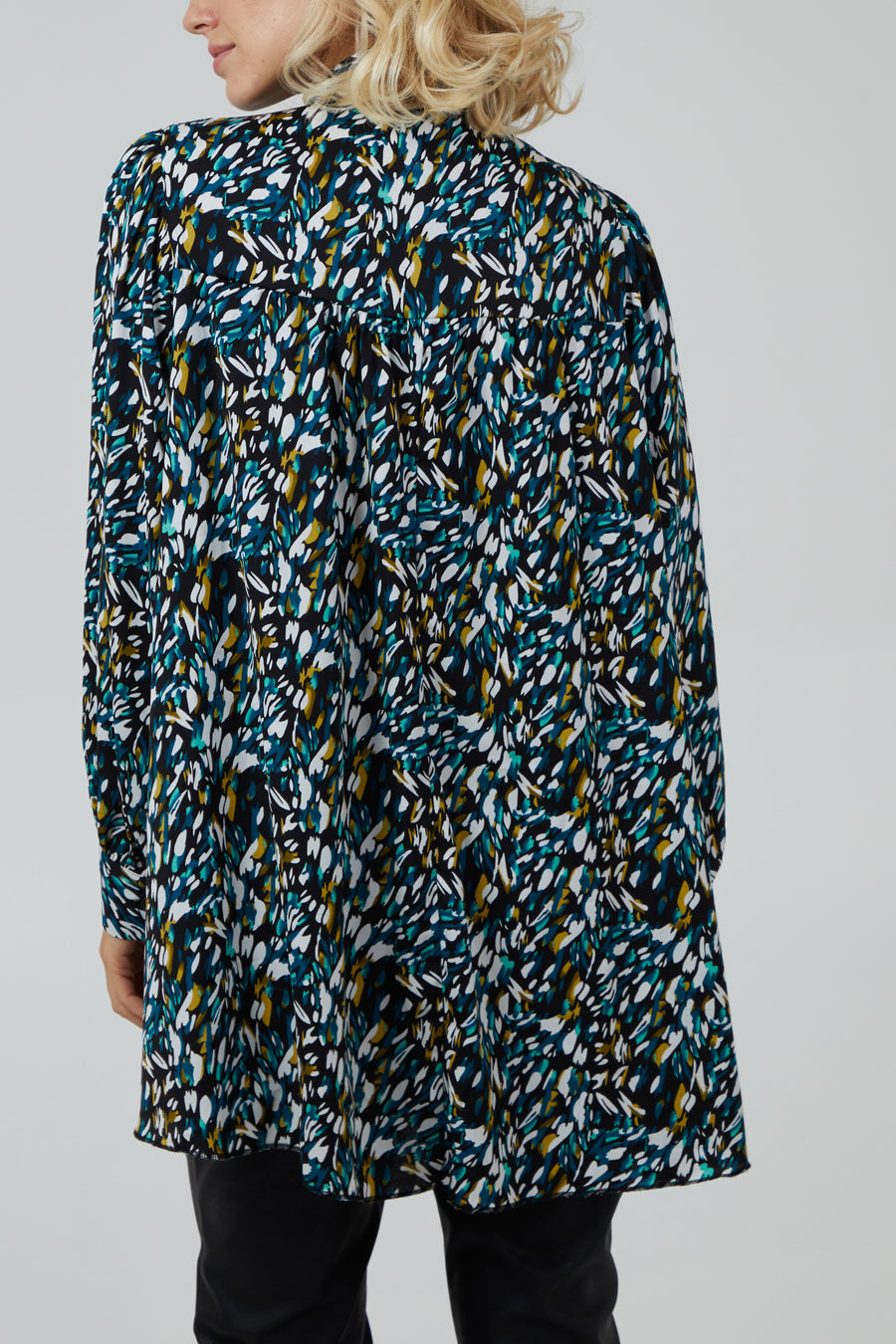 Abstract Animal Print Pussybow Blouse