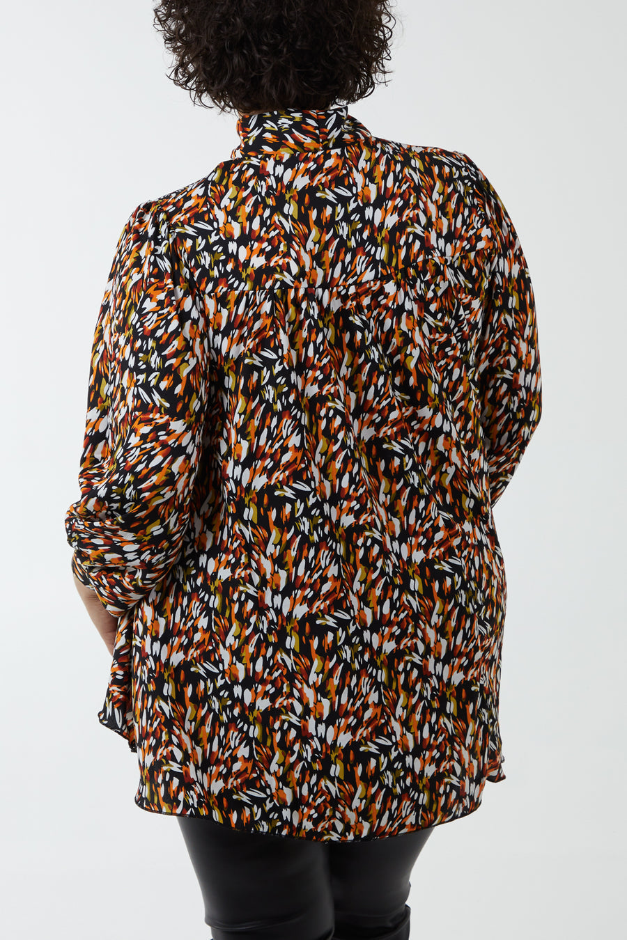 Abstract Animal Print Pussybow Blouse
