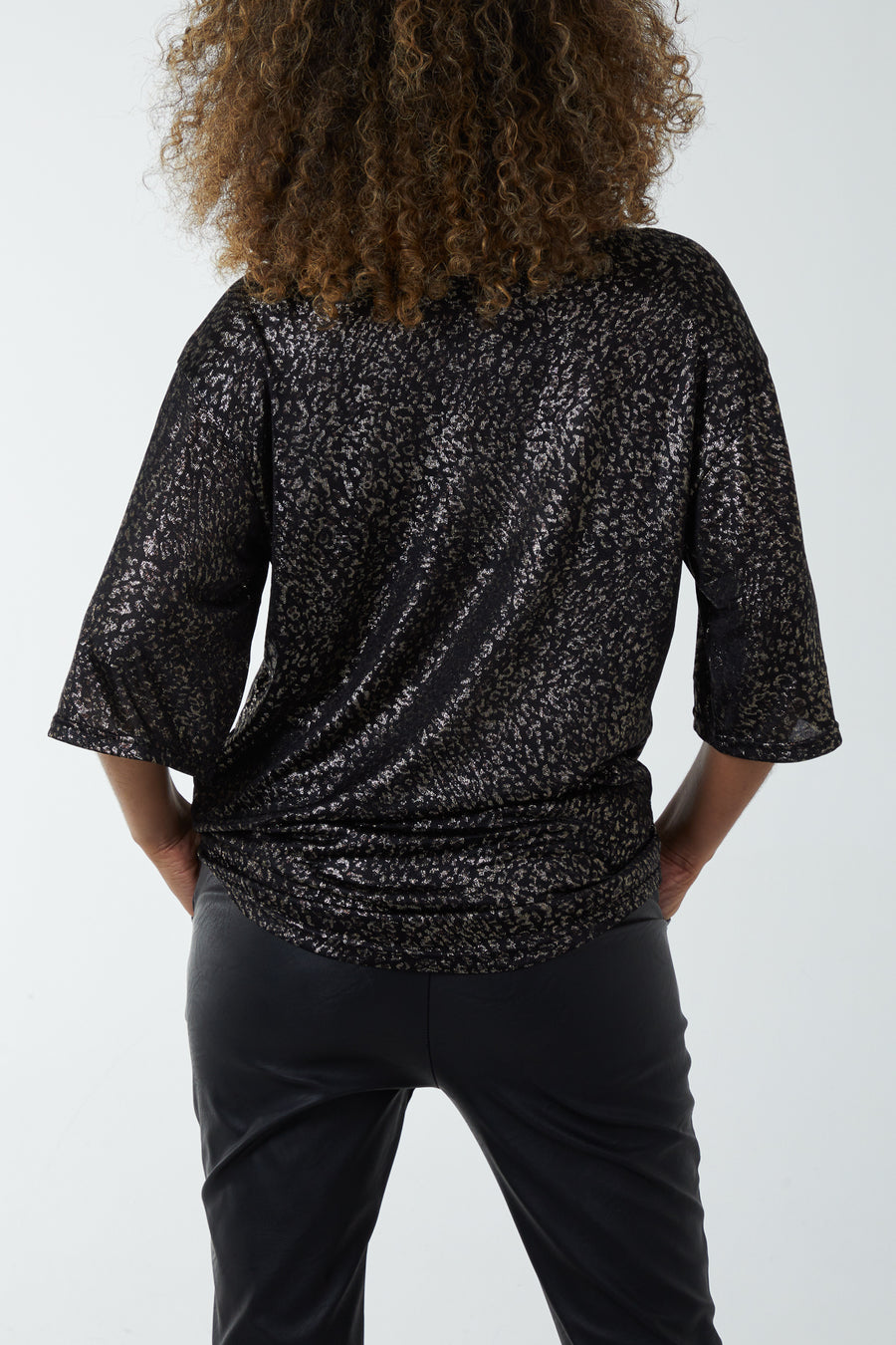 Metallic Tie Front Top