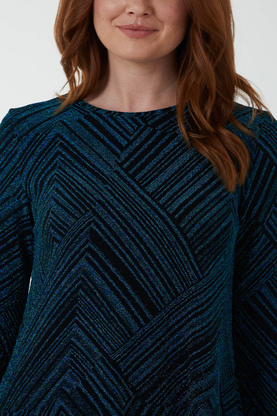 Glittery Striped Shift Mini Dress