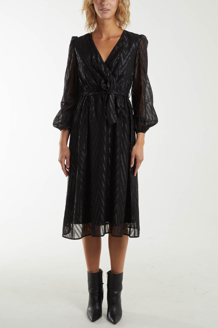 Sparkle Lurex Wrap Midi Dress