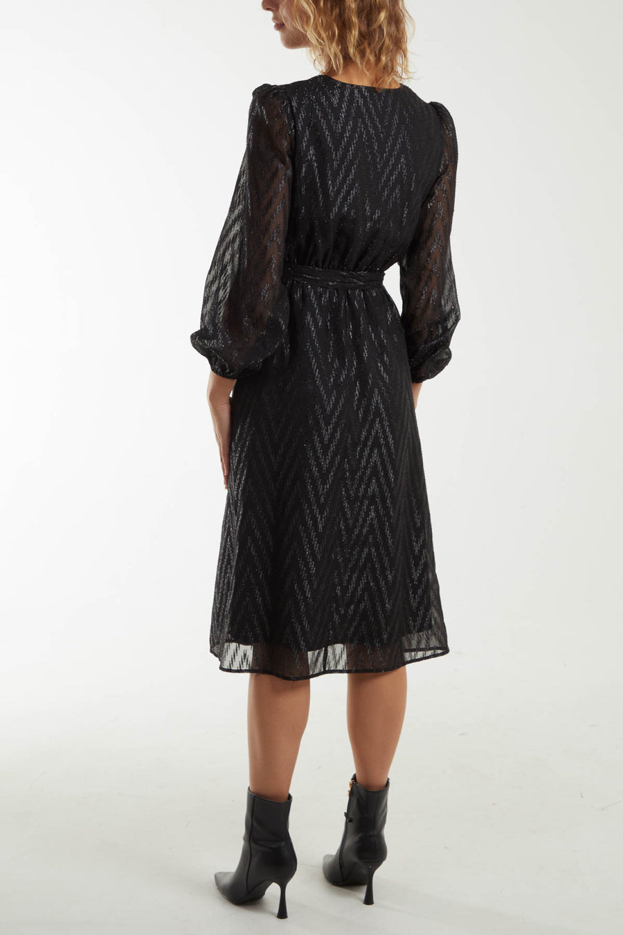 Sparkle Lurex Wrap Midi Dress