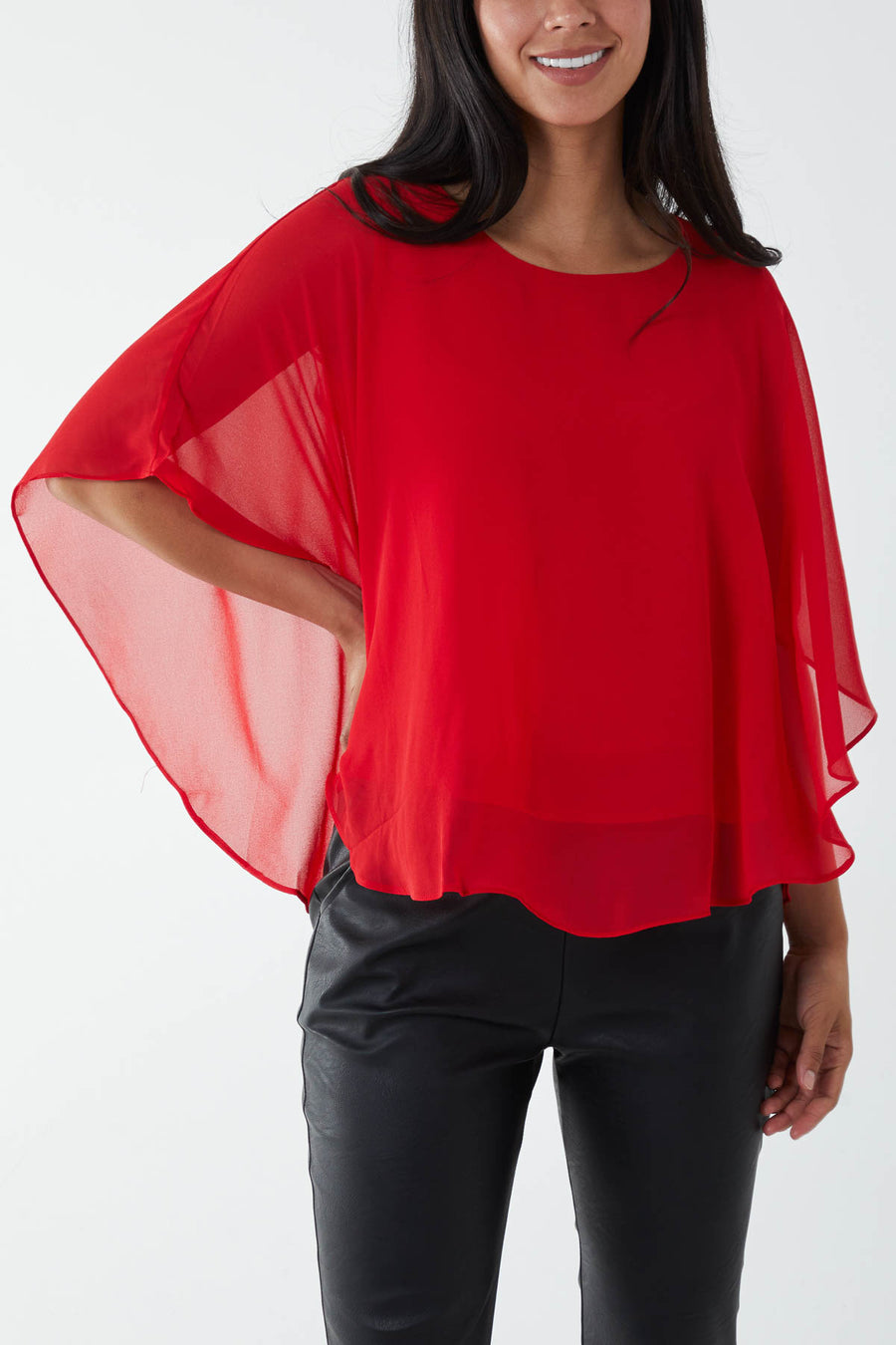 Sheer Flutter Sleeve Blouse