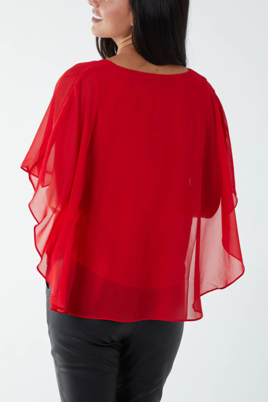 Sheer Flutter Sleeve Blouse