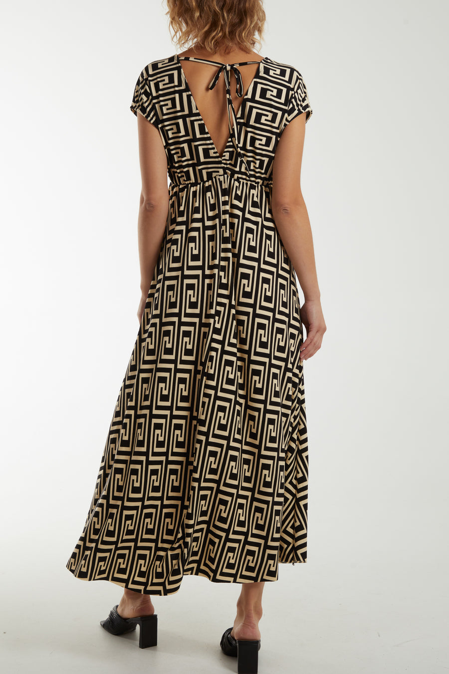 Geometric Double V Maxi Dress