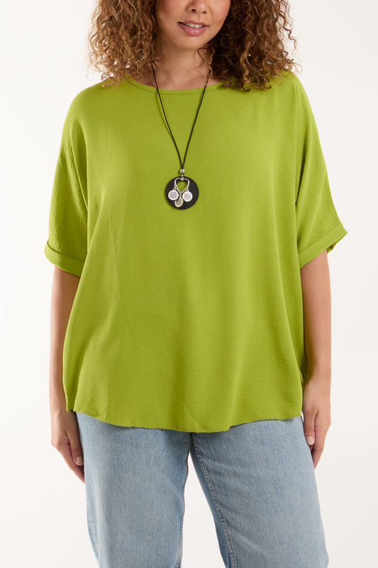 Short Sleeve Top With Necklace