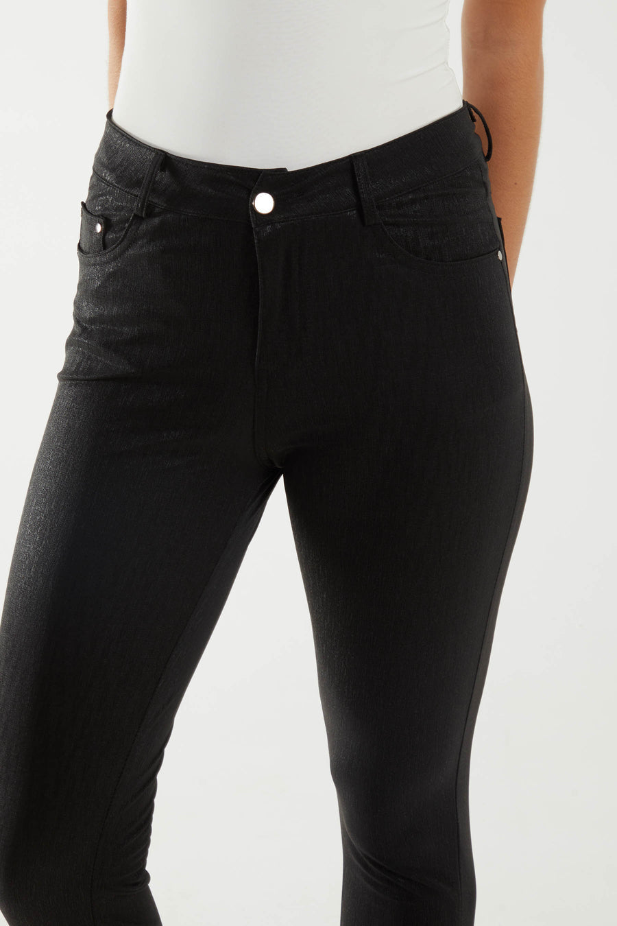 Mid Rise Shimmer Skinny Jeans