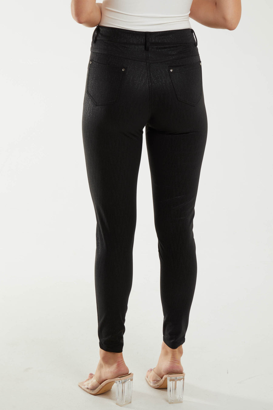 Mid Rise Shimmer Skinny Jeans