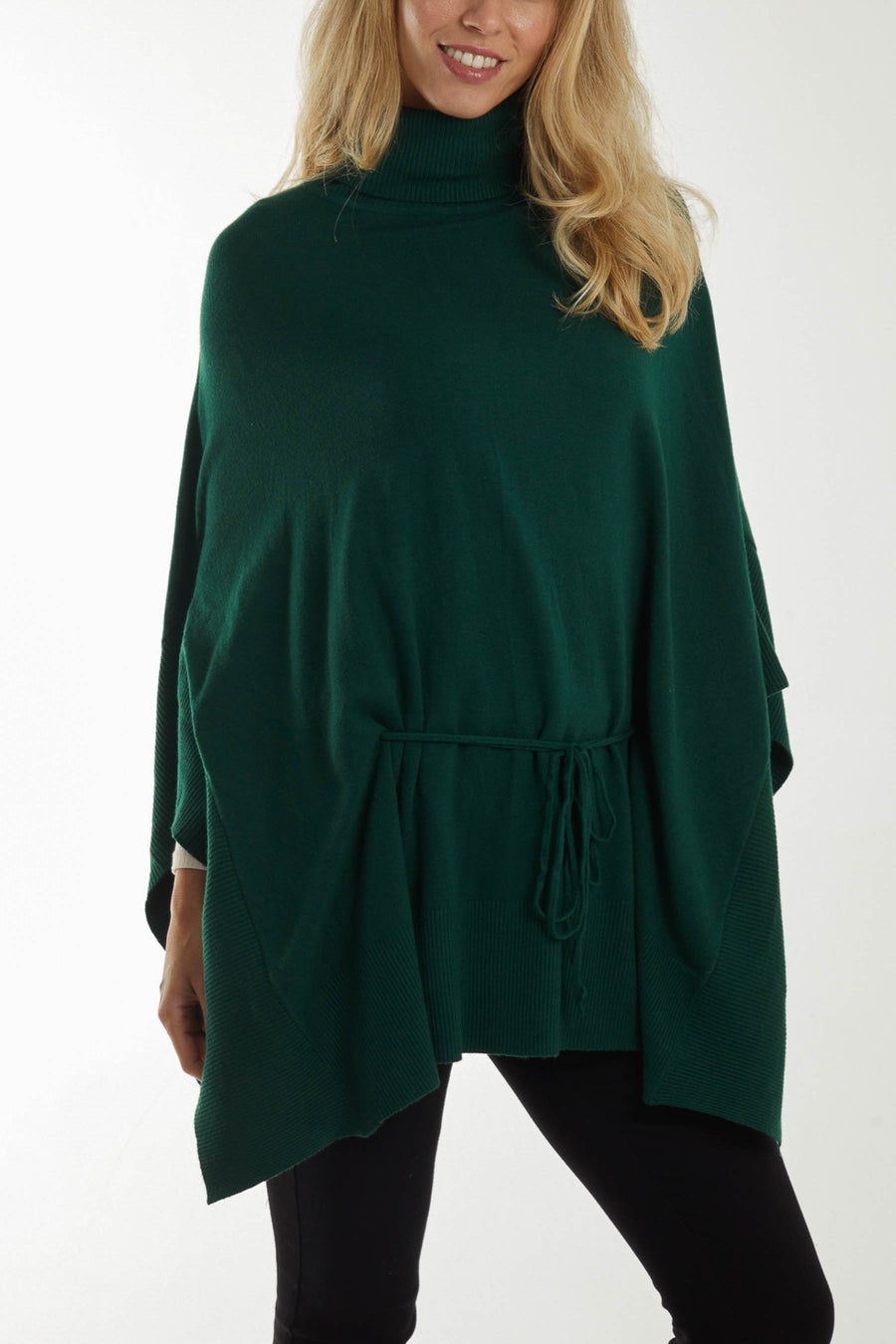 Roll Neck Drawstring Poncho