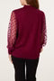 Polka Dot Mesh Sleeve High Neck Jumper