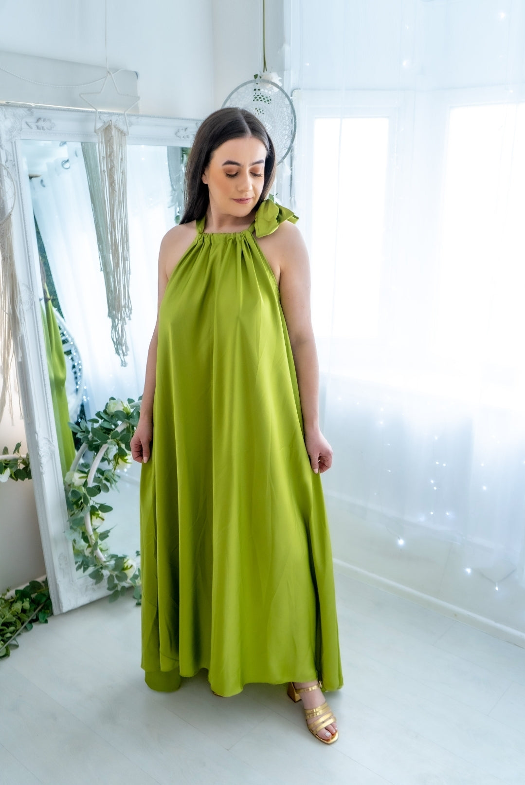 Satin Halter Maxi Dress