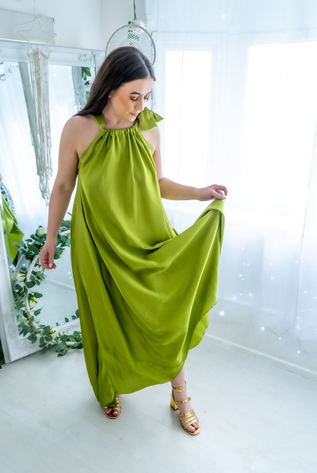 Satin Halter Maxi Dress