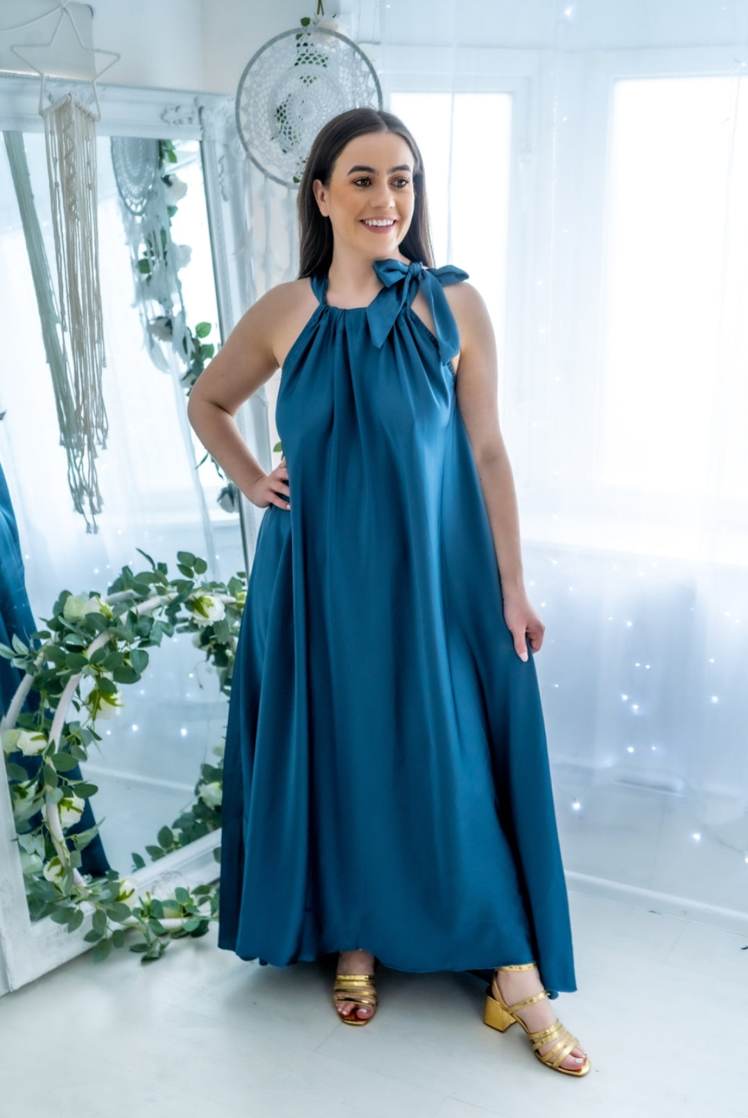 Satin Halter Maxi Dress