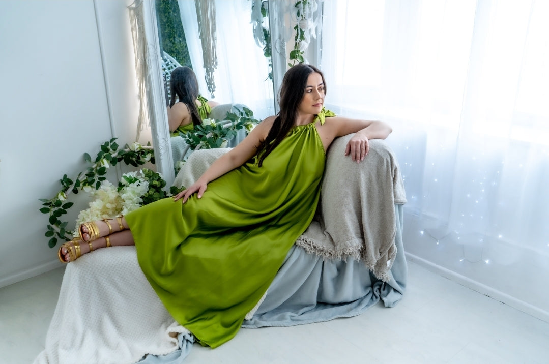 Satin Halter Maxi Dress