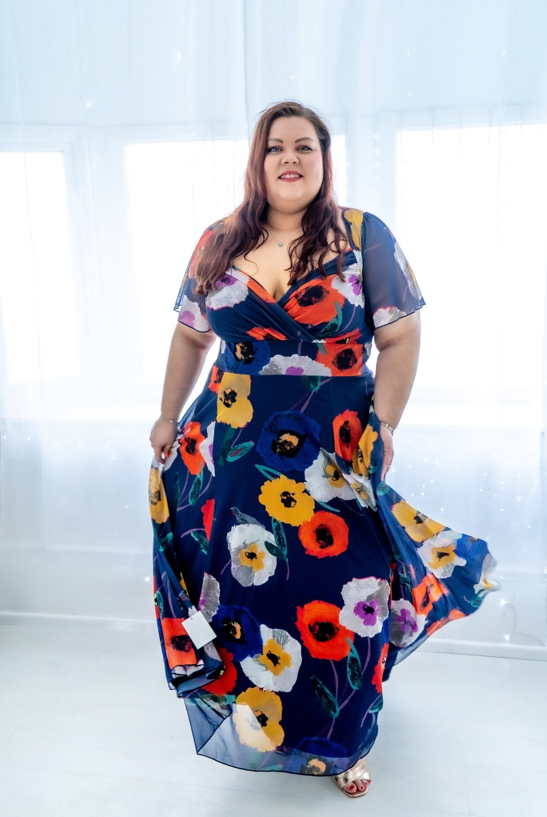 Scarlett & Jo Kemi Navy Poppy Print Maxi Dress