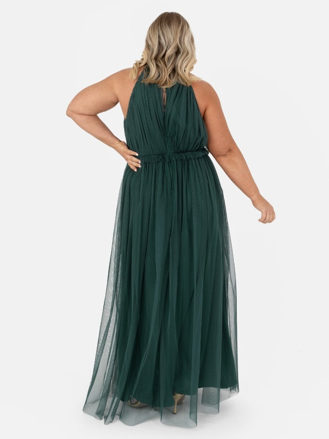 Anaya Emerald Green Keyhole Halter Neck Maxi Dress