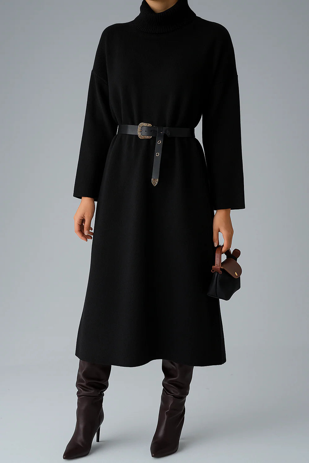 Roll Neck Relaxed Knit Dress