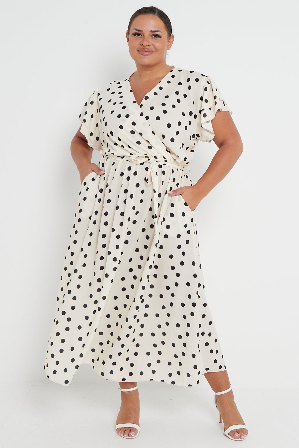 Wrap Maxi Dress With Frill Sleeve