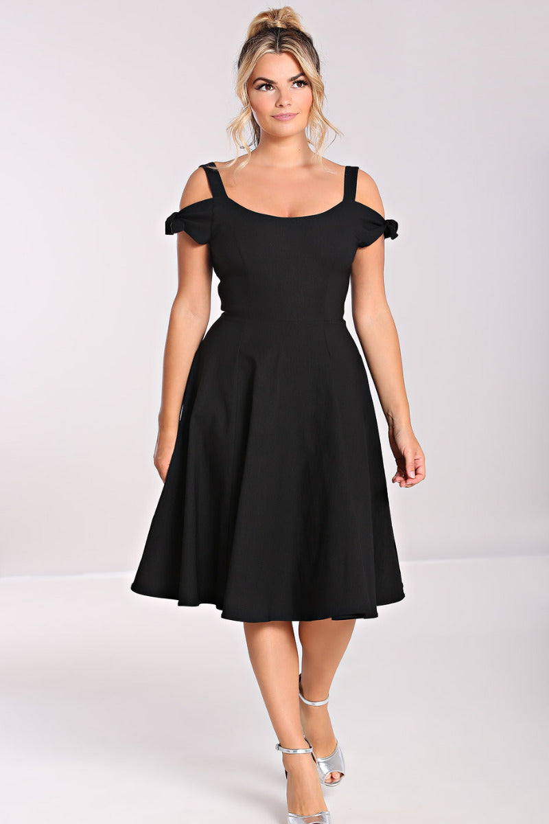 Hell Bunny Black Nancy Midi Dress