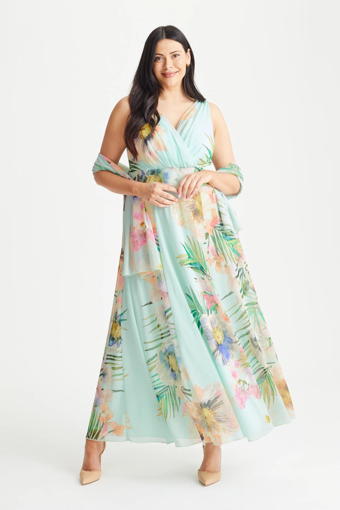 Scarlett & Jo Amelia Aqua Mesh Maxi Dress