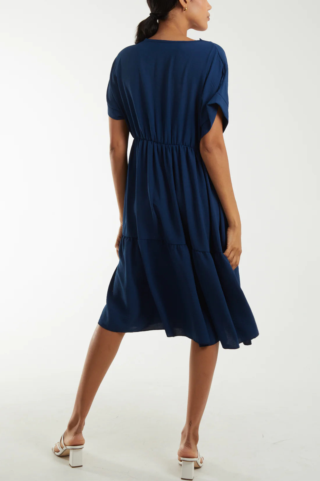 V-Neck Tiered Midi Dress