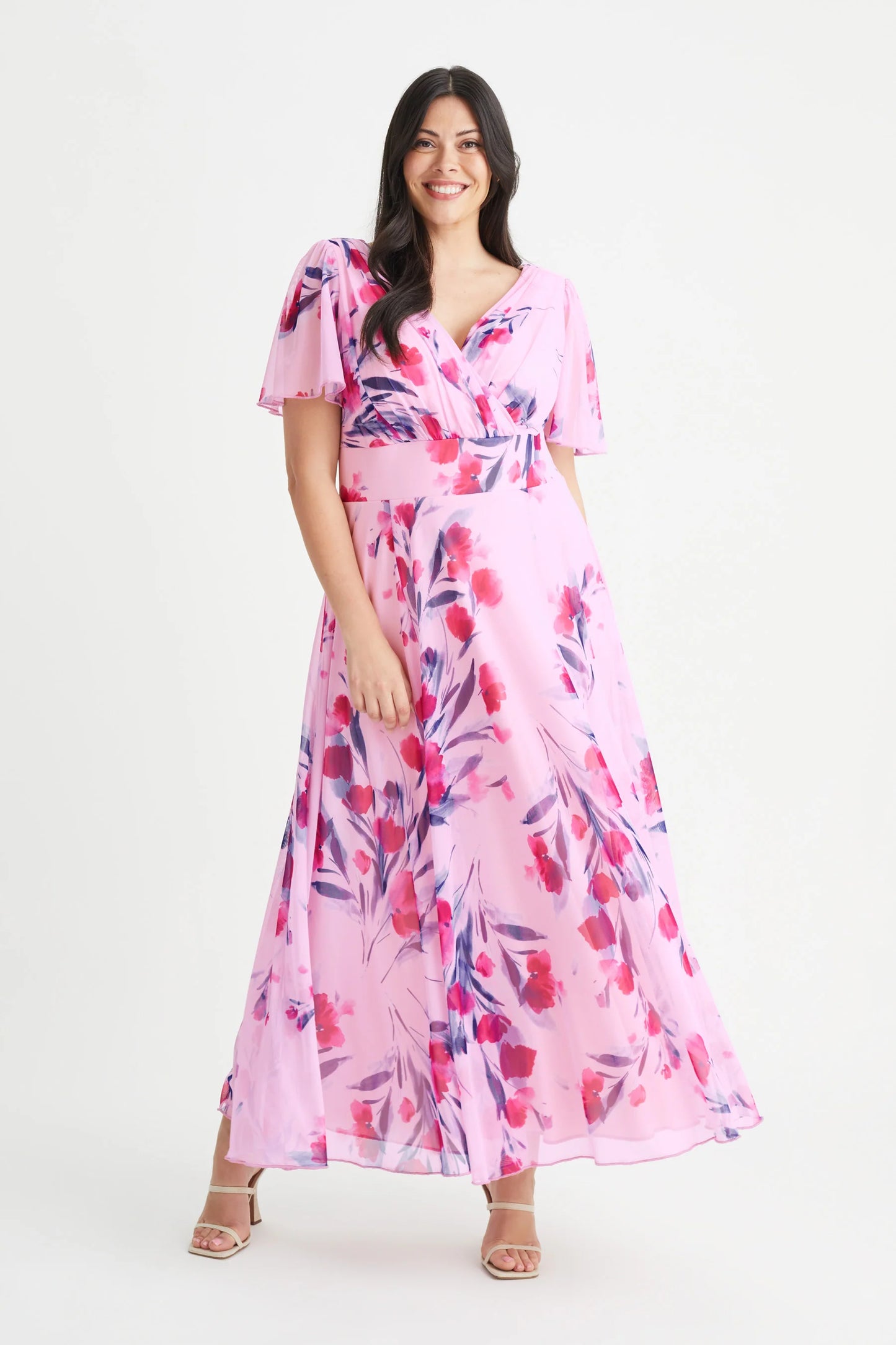 Scarlett & Jo Isabelle Pink Rose Maxi Dress