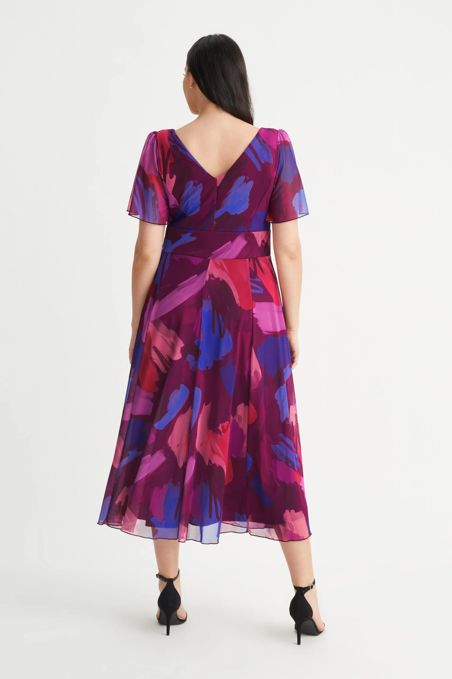 Scarlett & Jo Victoria Magenta Splash Midi Dress