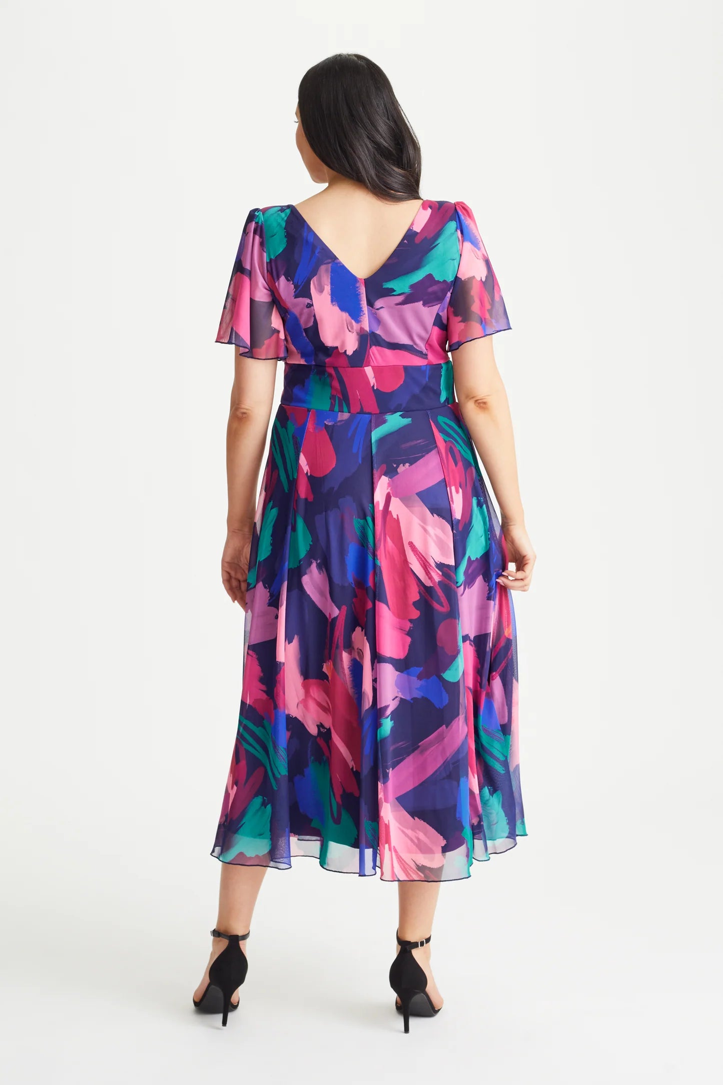 Scarlett & Jo Victoria Navy Magenta Midi Dress
