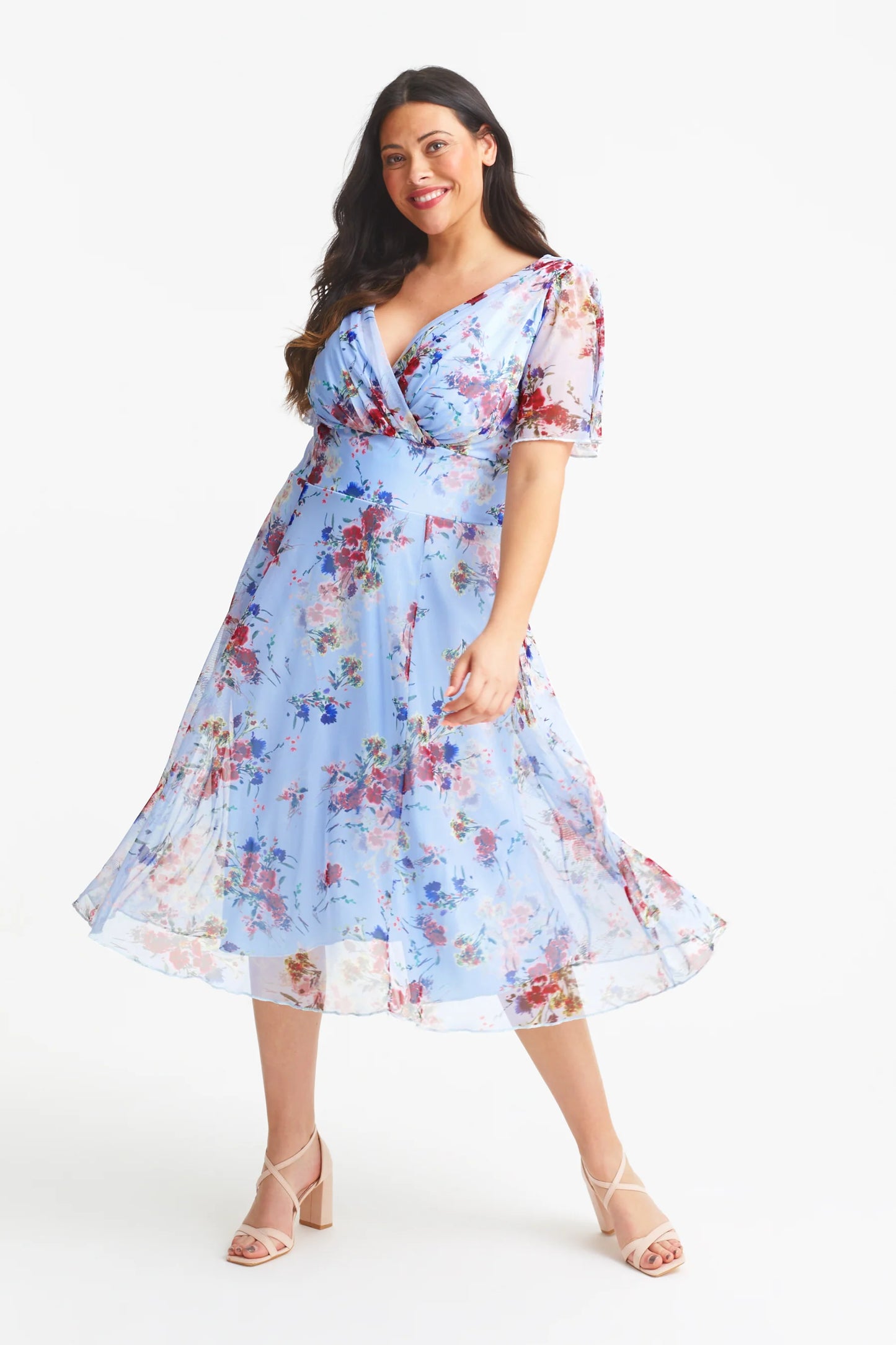 Scarlett & Jo Victoria Skye Blue Midi Dress