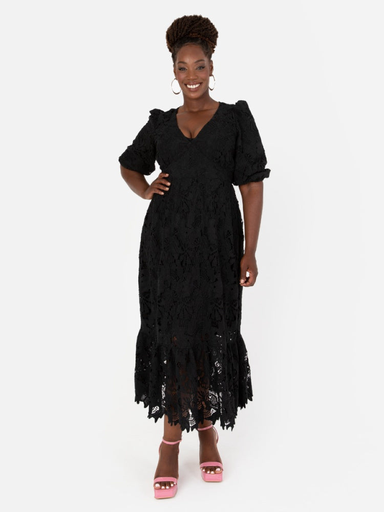 Maya Floral Lace Midaxi Dress